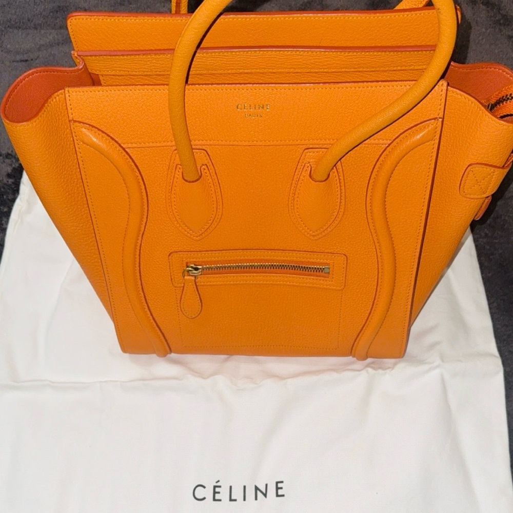 Céline Orange Luggage Tote